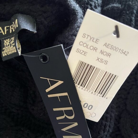 AFRM Boston long cable V-neck sweater black - oversized sz S - Picture 4 of 5